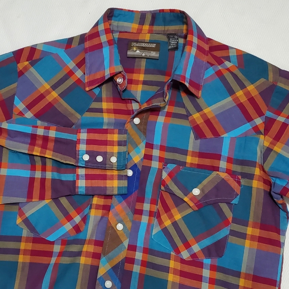 Plainsman Vintage Plaid Long Sleeve Button Down Shirt Medium